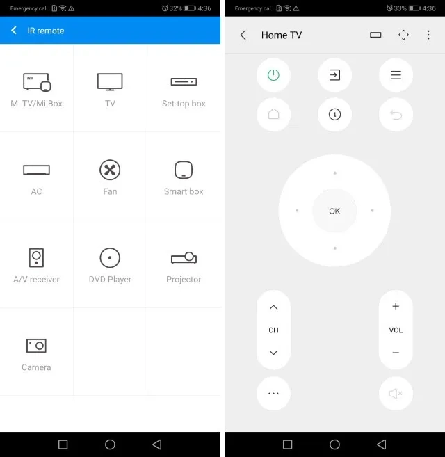 کنترل تلویزیون با گوشی در برنامه Mi Control
