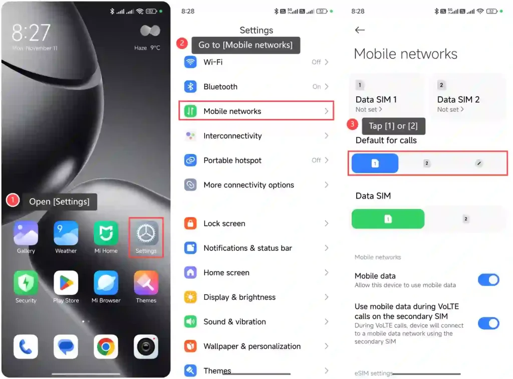 آموزش تغییر سیم کارت پیش فرض گوشی اندروید در سامسونگ و شیاعومی
